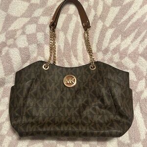 Michael Kors Dark Brown Monogram Shoulder Bag